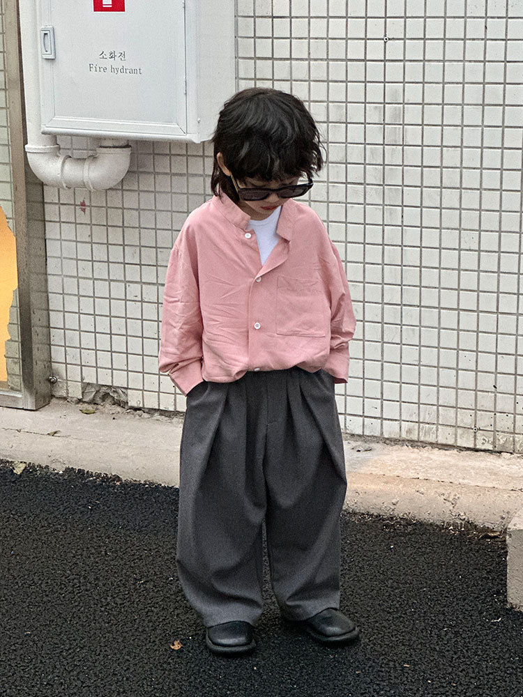 Детская осенняя однотонная рубашка, детская одежда, в корейском стиле