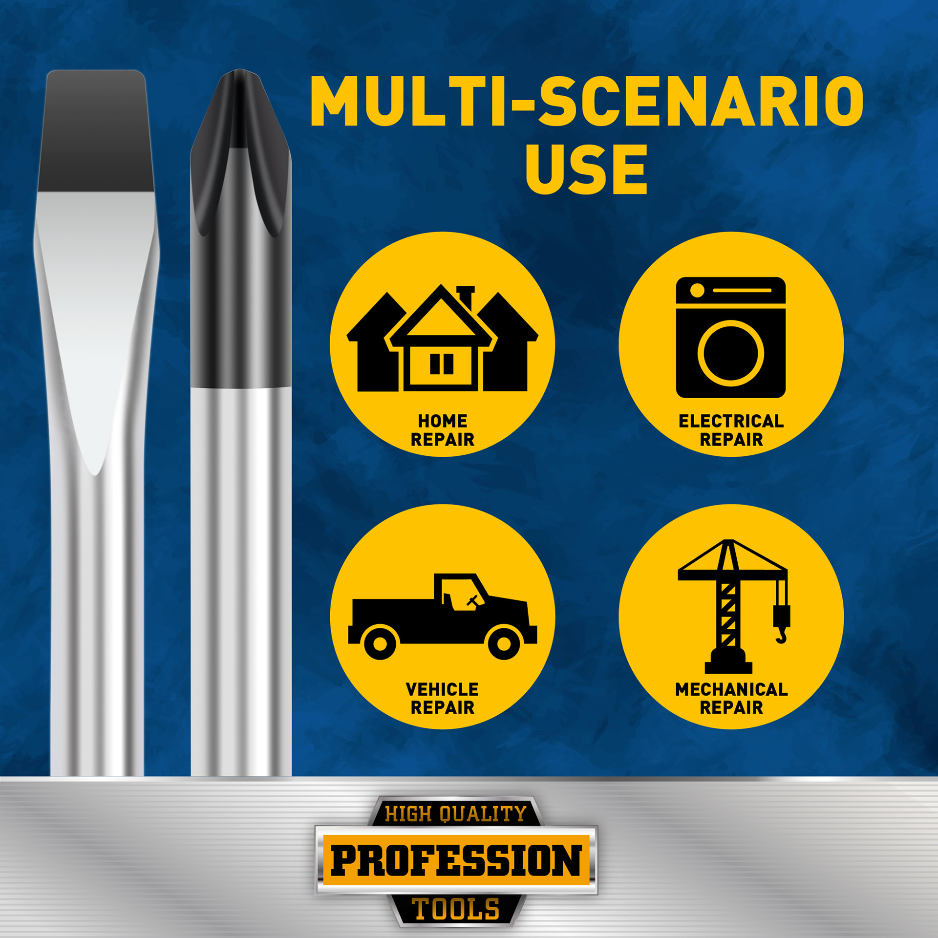 2 piezas de conjunto de destornillador, una cruz, herramienta de reparación multifuncional, mango de goma compuesto, una pieza de venta