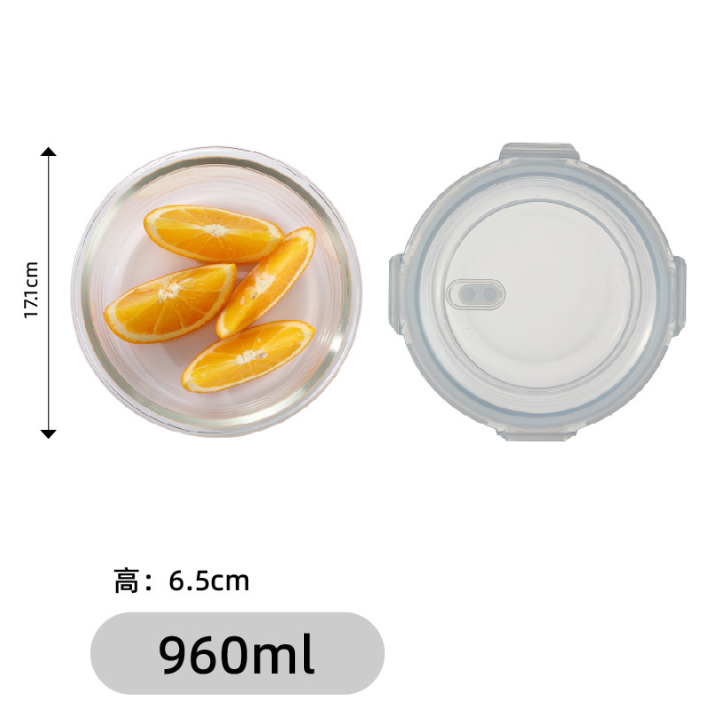 Caja de almacenamiento de vidrio de grado alimenticio, alta borosilicona, caja de almuerzo de vidrio resistente a altas temperaturas, oficina con artefacto de la comida, calentamiento por microondas