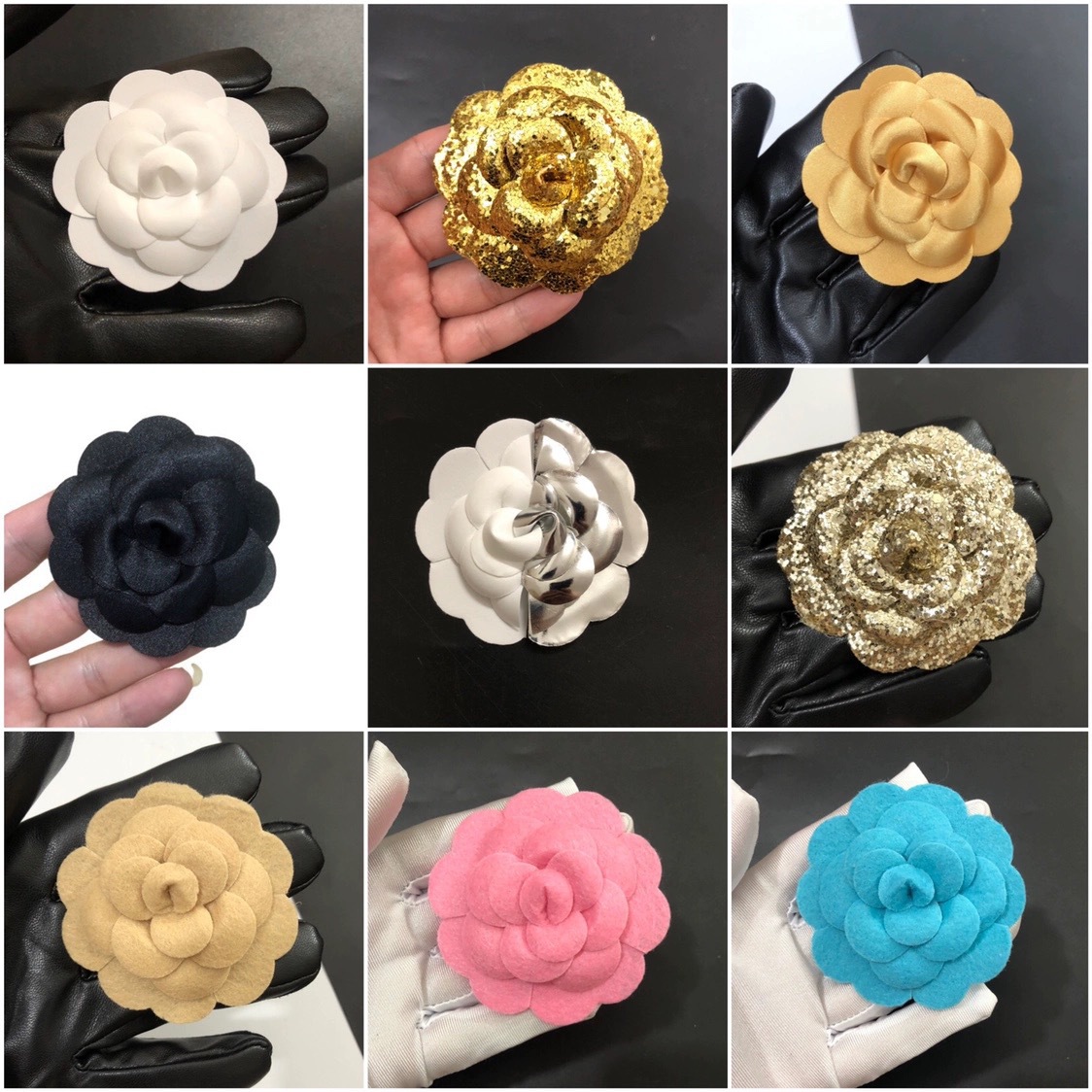 전체 7.2CM 흰 꽃 작은 향기로운 스타일 동백 꽃 보석 스티커 포장 가방 CORSAGE 머리 클립 꽃 바닥 플러스 더블 브로커 버클
