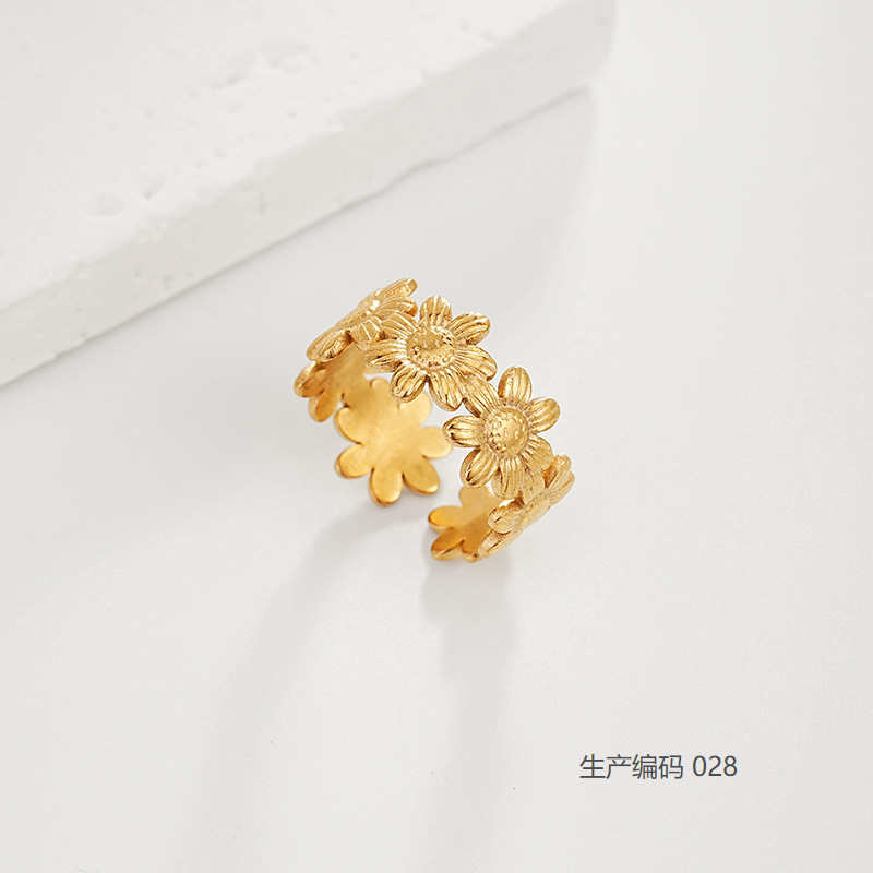 Stainless steel, flowered, 9mm