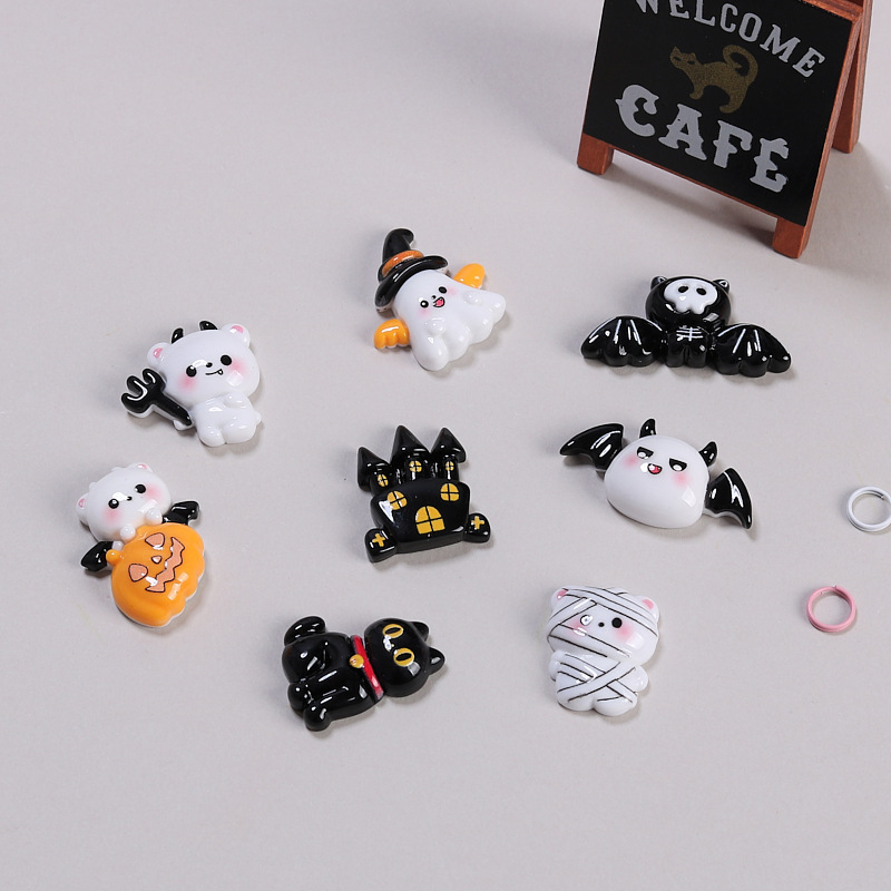 樹脂部品アニメ手作りdiyアクセサリークリーム髪クリップ穴靴ボタンかわいいハロウィーンコウモリ|undefined