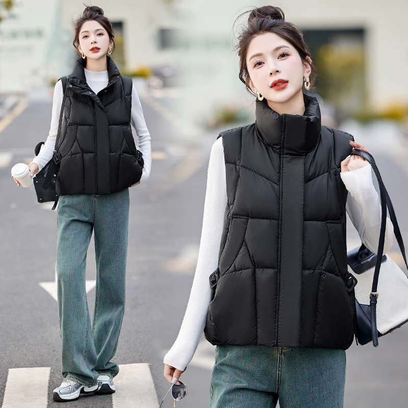 Chaleco de algodón de pluma para mujeres 2025, otoño y invierno, nuevo estilo coreano suelto y versátil, chaleco de hombro de los estudiantes, chaqueta de clip de caballo image 2