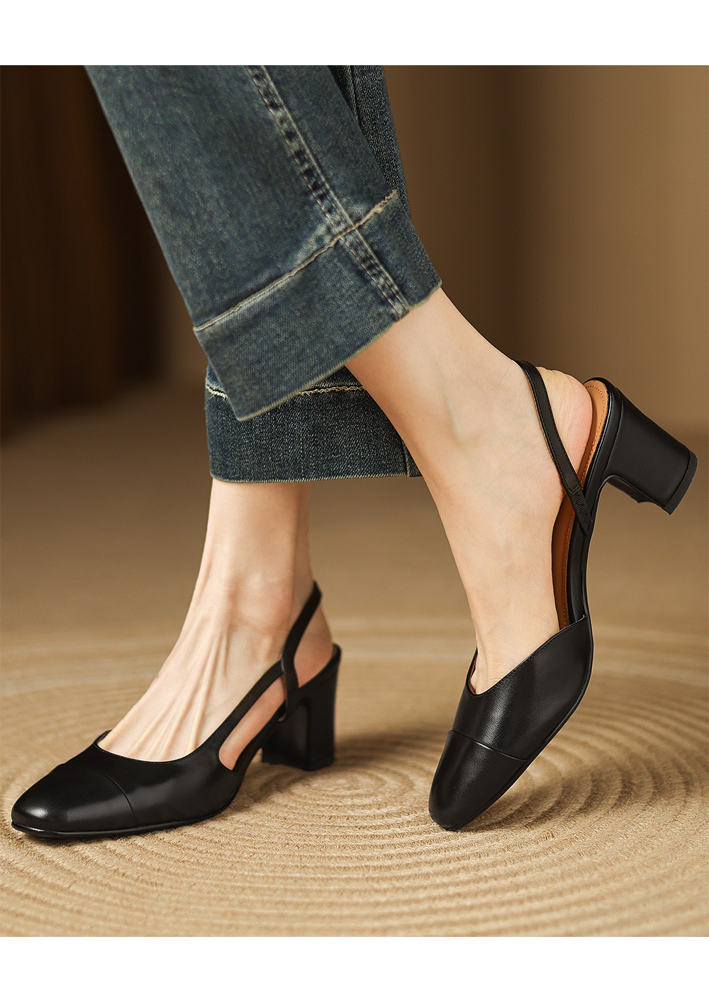 Sandal cao gót nữ mũi kín quai chéo buộc dây phong cách Hàn Quốc — đen chi tiết 10