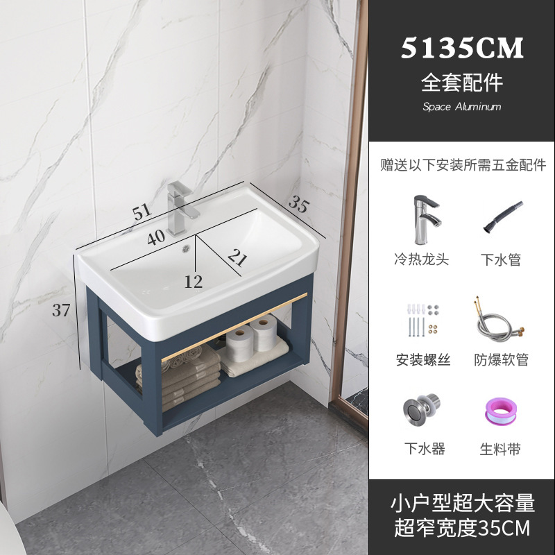 Balcón lavabo montado en la pared pequeño apartamento baño casa lavabo gabinete combinación de cerámica lavabo integrado