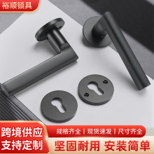 黑色室内卧室分体锁家用通用型磁吸卧室双锁舌静音门锁木门执手锁