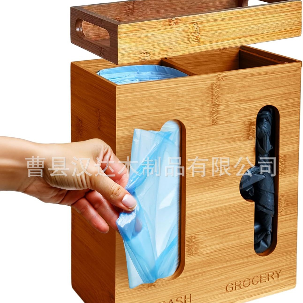 대나무 쓰레기 봉투 보관 상자 식료품 가방 보관 상자 싱크대 벽걸이 형 정리 상자 단단한 나무 주방 보관 상자
