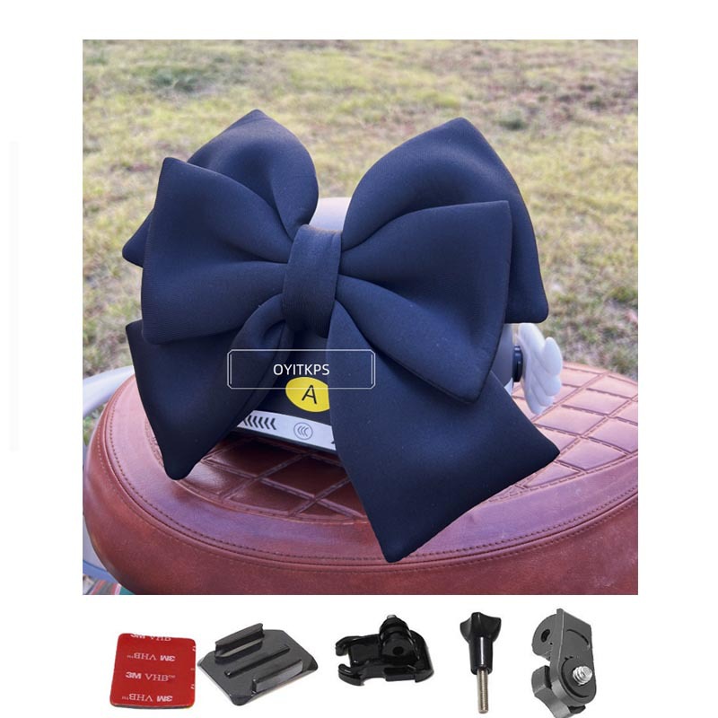 Motuoche Oversized Helmet Decoration Bow Motorcycle Electric Car Full Helmet Decoration (Auto Parts and Accessories) - 28cm-black