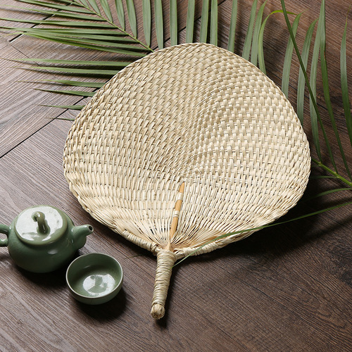 WI25 Haodian hand-woven cattail fan and banana fan summer hand-cranked fan palm leaf large style classic straw weaving