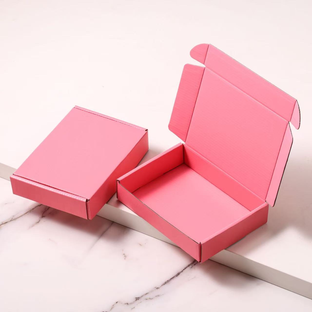 双面印刷粉色飞机盒特硬三层飞机盒彩盒快递物流打包包装盒批发