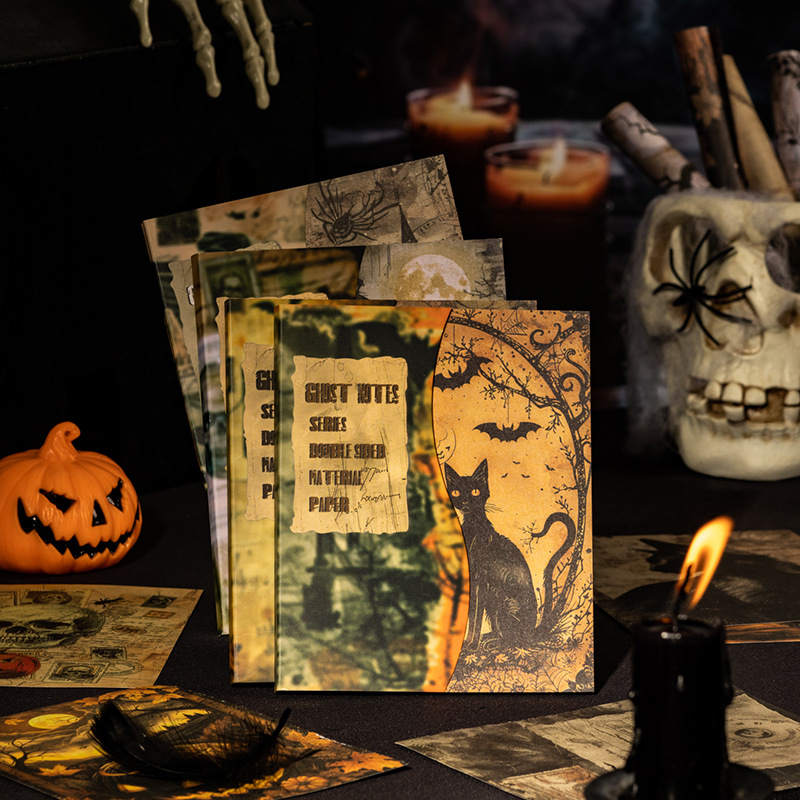 Ketchup Girl Material de doble cara Papel Ghost Notes Series Halloween Calabaza Libro de material de doble cara