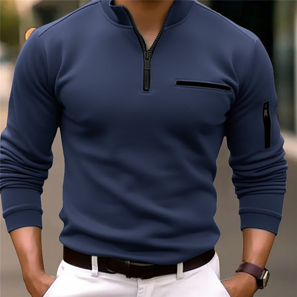 Polo deportivo para hombre con cremallera en el brazo, venta rápida de Amazon, primavera y otoño, transfronterizo, 2024