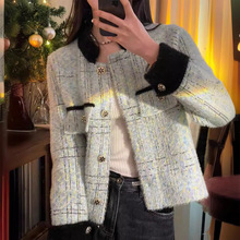 【垛襟】24冬濮院小香风设计感扎染针织开衫2024春秋新款短