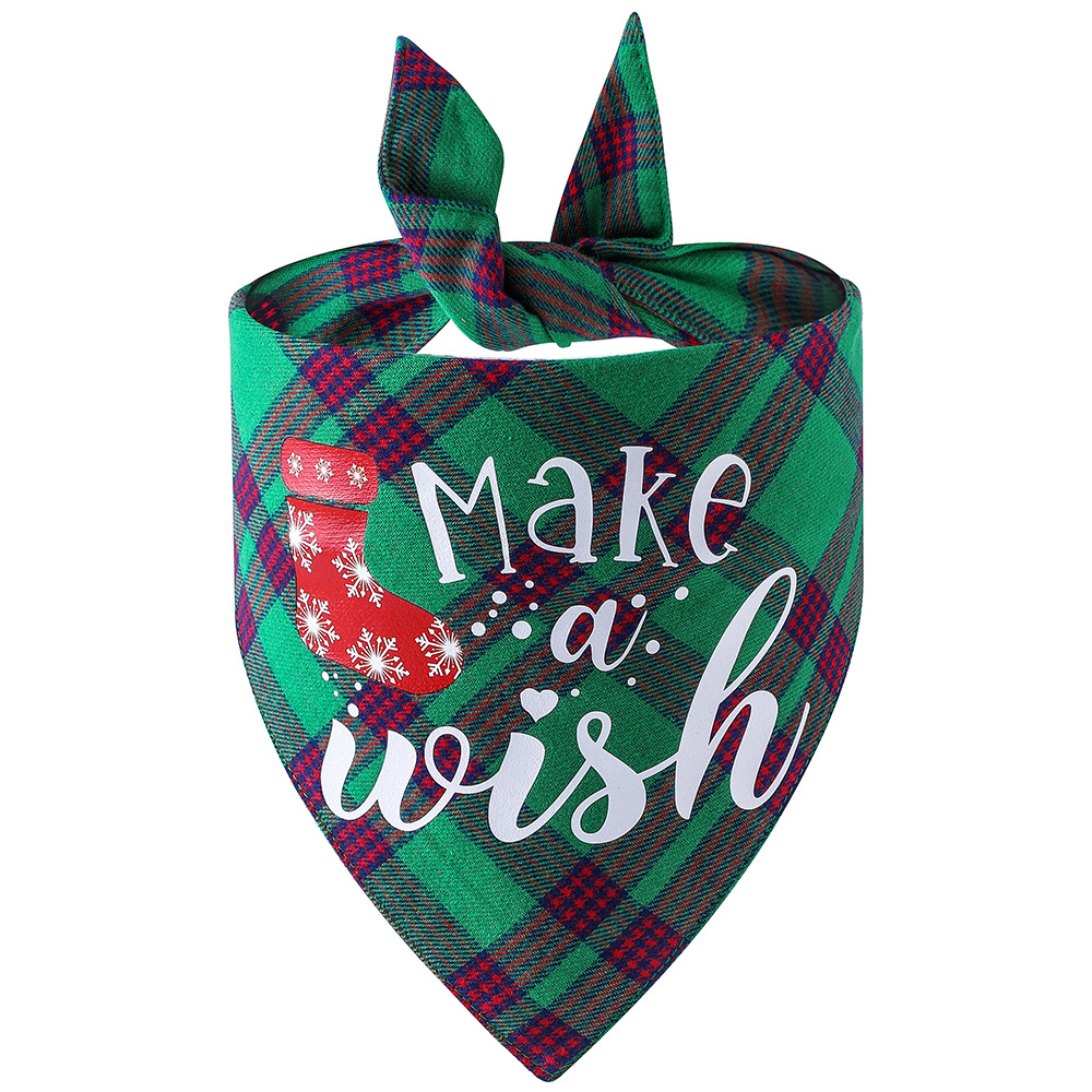 Original transfronterizo nuevo algodón a cuadros mascota triángulo bufanda perro bufanda Navidad mascota saliva toalla mascota bufanda