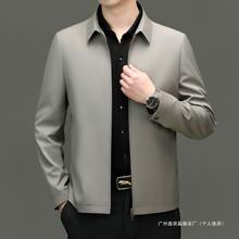 新款爸爸夹克外套春秋季男士高端商务休闲2025翻领夹克衫男装上衣