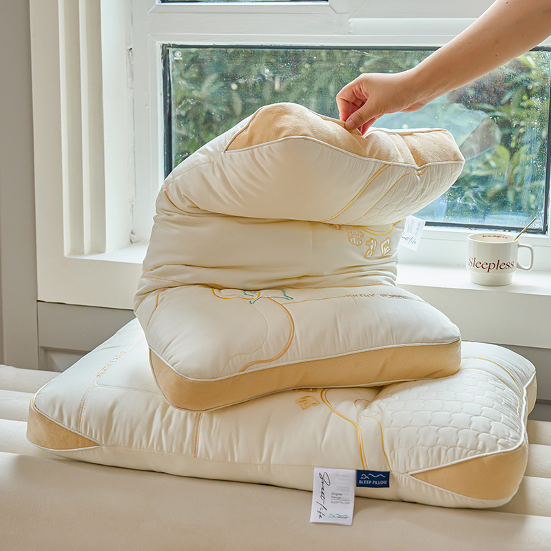 Nuevo Q elástico tostado almohada súper esponjoso cuello protección almohada núcleo durante mucho tiempo no colapsa almohada cervical hotel de cinco estrellas almohada núcleo