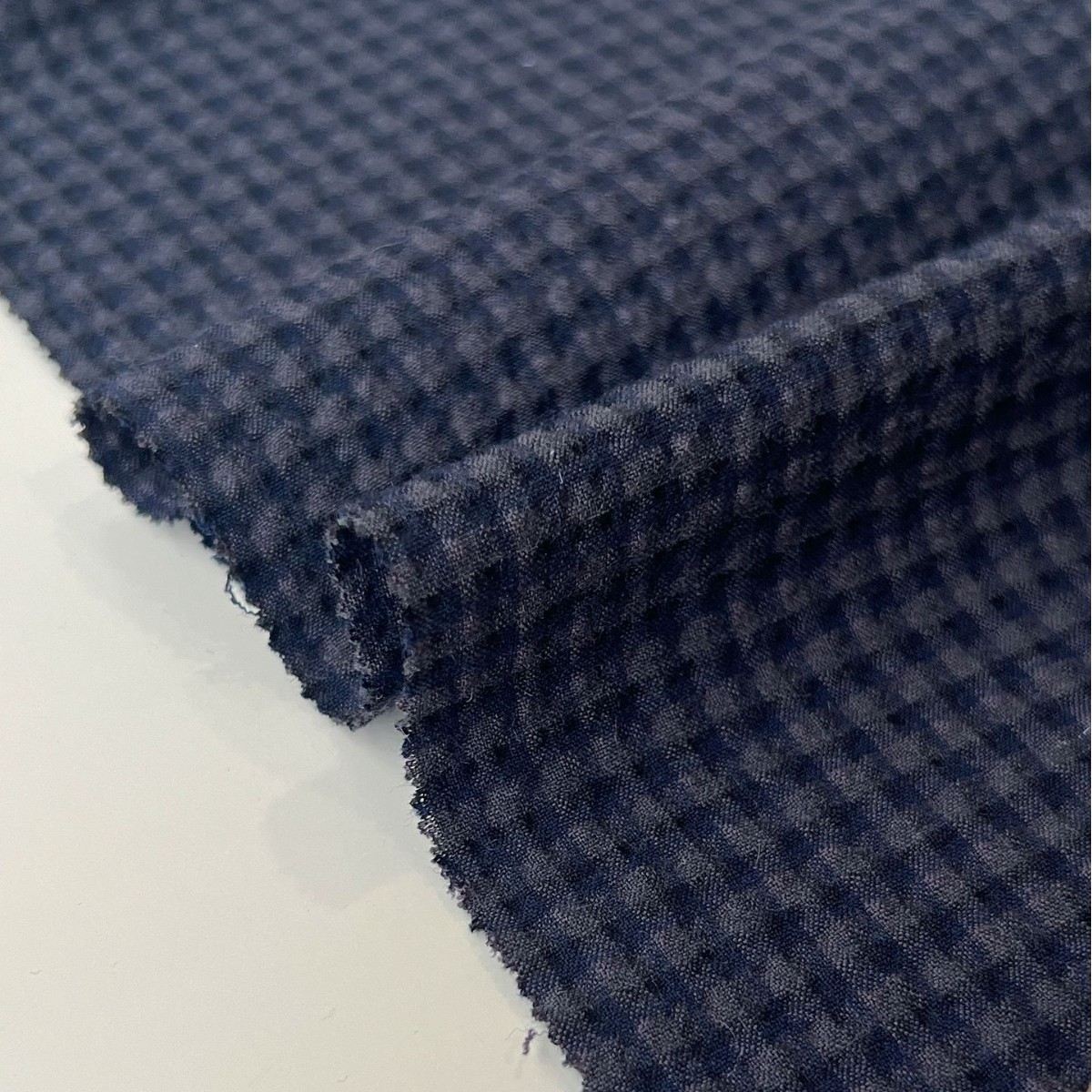 YZ953 欧式泡泡格纹羊毛人丝秋冬连衣裙外套布料面料批发