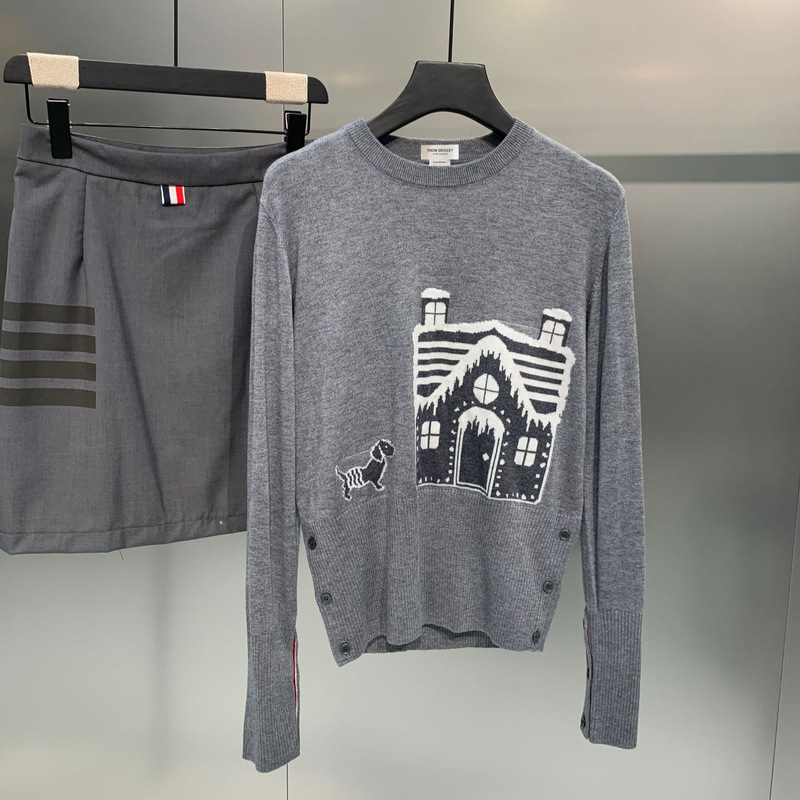 Can Add the Label Thom Brassy 1879 Christmas House Knitted Sweater Tb Pullover