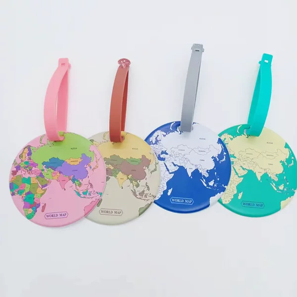 Manufacturer in stock round world map luggage tag luggage listing luggage information tag can be customized pattern LOGO