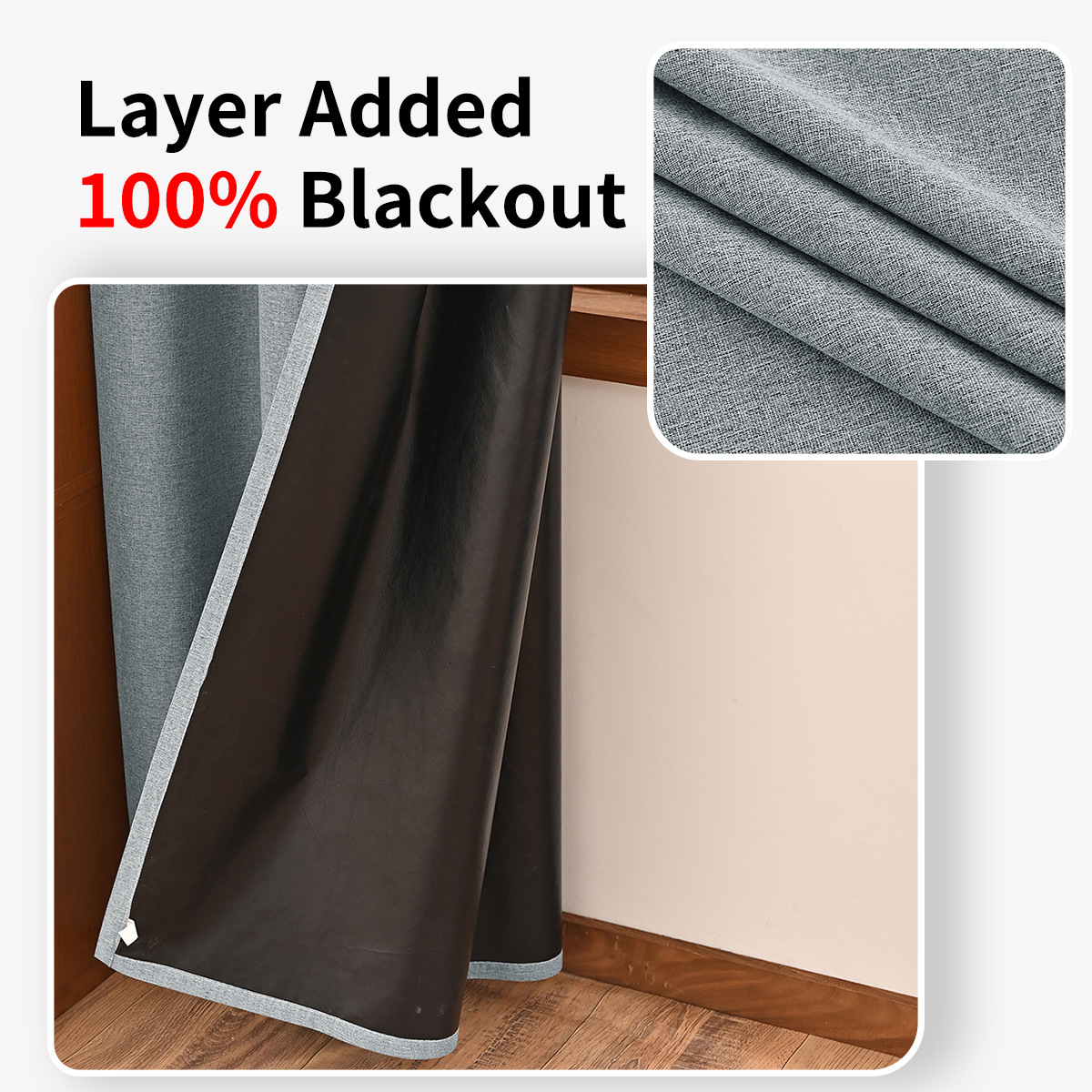 Nuevo fondo negro de cáñamo de pigmento puro transfronterizo, ganchos para cortinas totalmente opacas, cortinas de protección solar para sala de estar, TEMU Spot