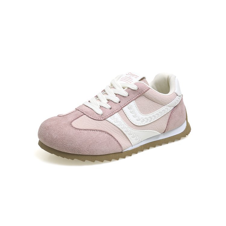 Zapatos retro de entrenamiento de mujeres primavera nuevos zapatos casuales de gamuz de color coincidente con zapatos de cama de dientes de malla de fondo de los estudiantes Agan zapatos de mujer lotes