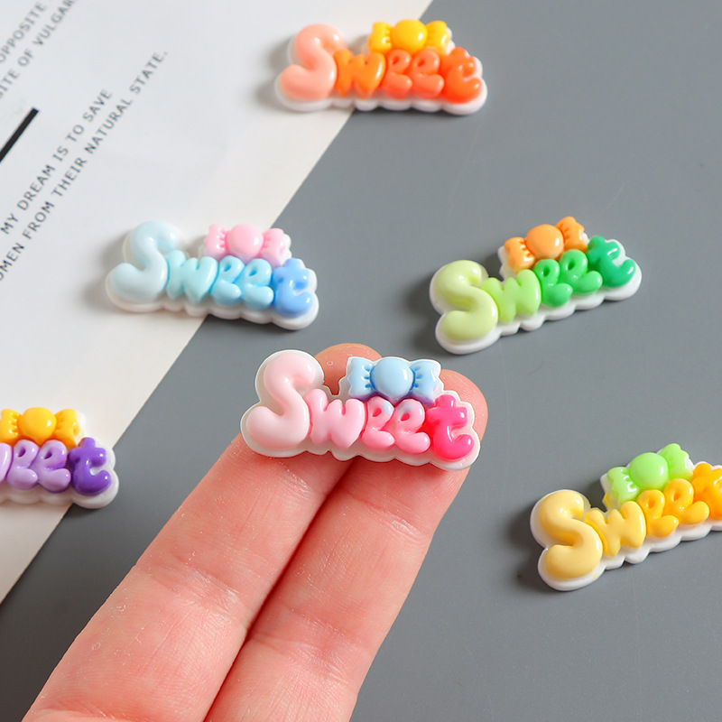 漫画グラデーションSweetアルファベット樹脂アクセサリーdiy手作りクリームゴム携帯ケースヘアクリップアクセサリーステッカー材料|undefined