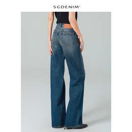 怀旧高腰阔腿牛仔裤女Jeans 复古风直筒裤25秋新款洗水显瘦宽松潮