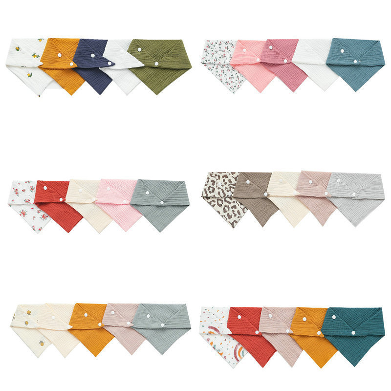 Saliva Towel Baby Triangle Towel Double-Layer Gauze Bib Newborn Bib Baby Pure Cotton Type a Saliva Towel
