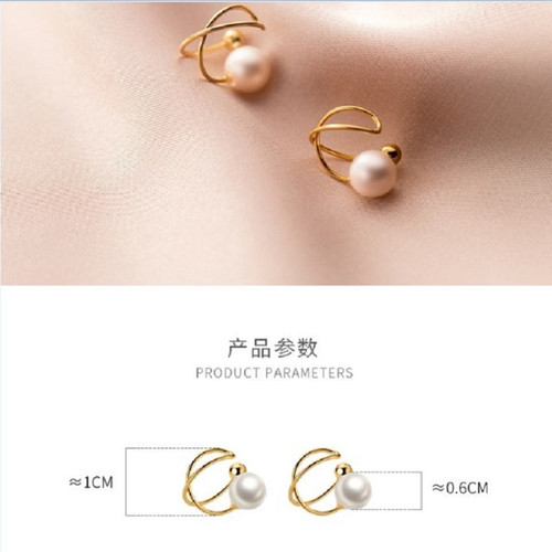 Pearl ear clip braided ear jewelry ins niche design ear stud ear bone clip without piercing high-end sense wholesale