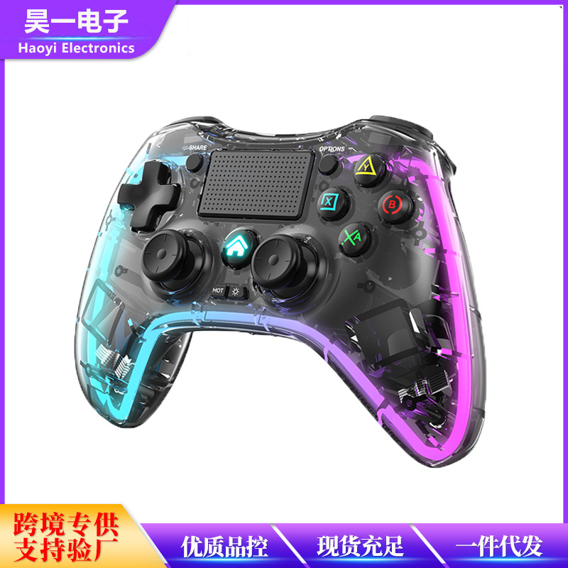 Fábrica al por mayor PS4 modelo privado transparente RGB inalámbrico 2,4g Bluetooth GamePad PC ordenador NS TV PS Android