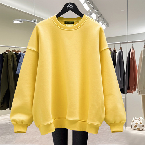Solid color top, round collar, regular style, velvet thick sweater, autumn and winter hot style, men and women, same style