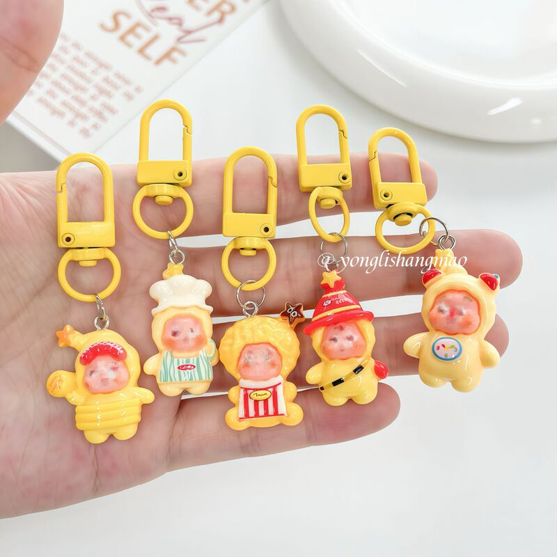Cute Cartoon Resin Star Man Keychain Small Pendant Creative DIY Women's Bag Pendant Backpack Couple Gift