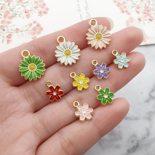 1 Daisy Chrysanthemum Flower DIY Alloy Accessories Oil Cartoon Headband Earring Keychain Ornament