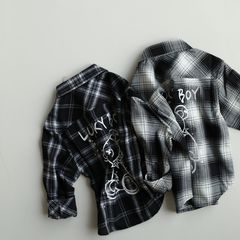 兒童襯衫長袖2024春秋新款男童休閒純棉襯衣女童春季開衫一件代發