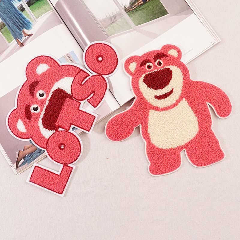 毛巾绣草莓熊卡通绣花章大号布贴刺绣手缝衣服补丁贴布标绣片补丁