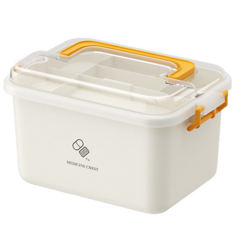 Caja de medicina doméstica de gran capacidad, caja de almacenamiento de clasificación de medicamentos, caja médica de primeros auxilios, gabinete de cajas de medicamentos