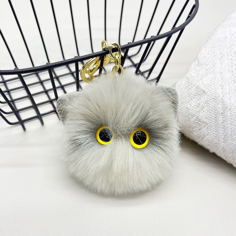 新しいぬいぐるみペンダント猫ヘッドキーホルダー女性かわいい動物車のキーチェーン人形ペンダント小さなギフト|undefined