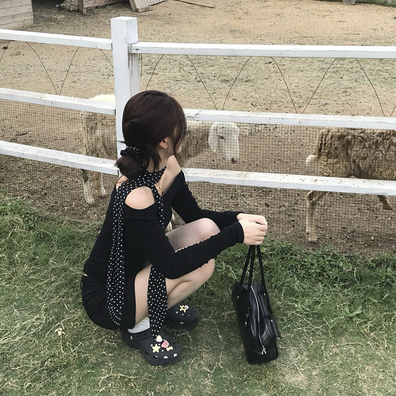 法式波点丝巾领巾气质发带系脖高级感女长条飘带发饰搭配衬衫脖饰|undefined