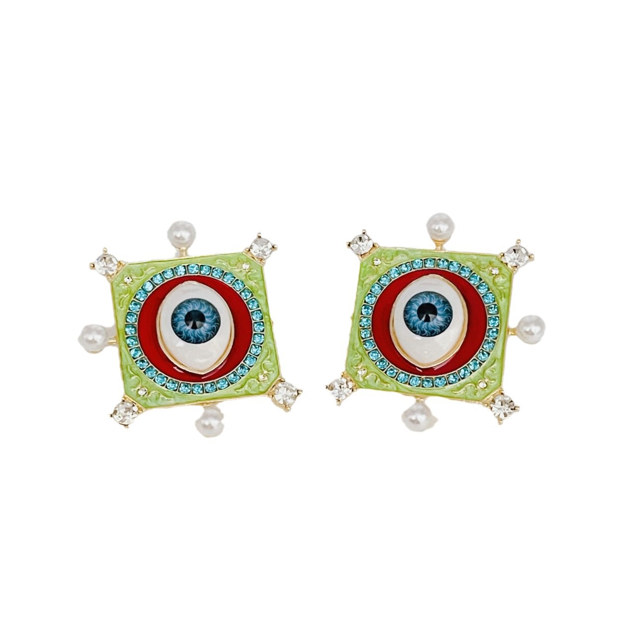 1 Pair Exaggerated Eye Epoxy Copper Ear Studs display picture 4