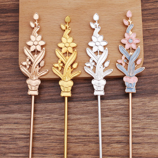 DIY Ancient Style Han Dynasty Accessories Step Shake New Vase Alloy Hair Stick (12734)