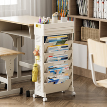 书架学生教室可移动高中生书桌边置物架大容量桌下落地放书小推车