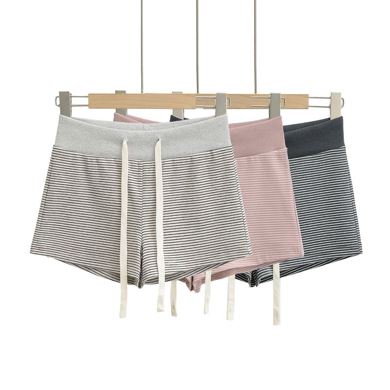 Hot Girl Style Casual Sports Shorts for Women Summer Striped Stitching High Waist Outer Wear Hot Pants Slimming Three-Point Pants