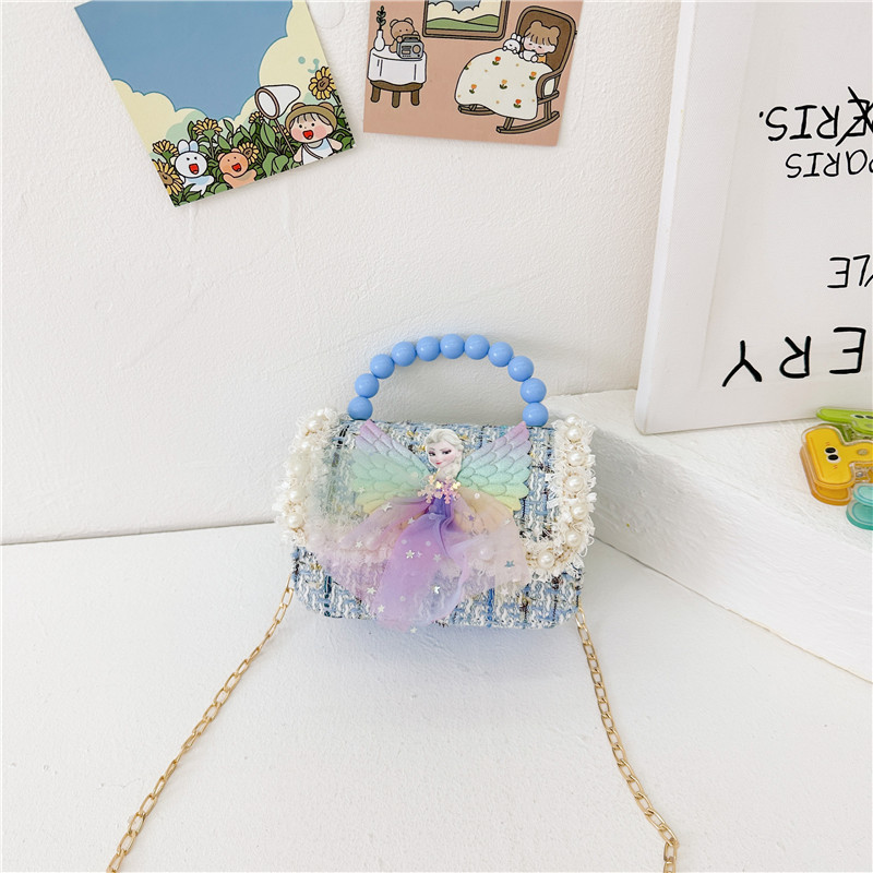 Bolsos infantiles niñas princesas niñas mochilas de hombro estilo caricatura encantador bolso de perlas de cadena