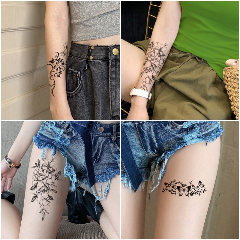 Melanin Flower Butterfly Arm Thigh Mask Cross-border Tattoo Sticker Waterproof Simulation Party Disposable Temporary Sticker
