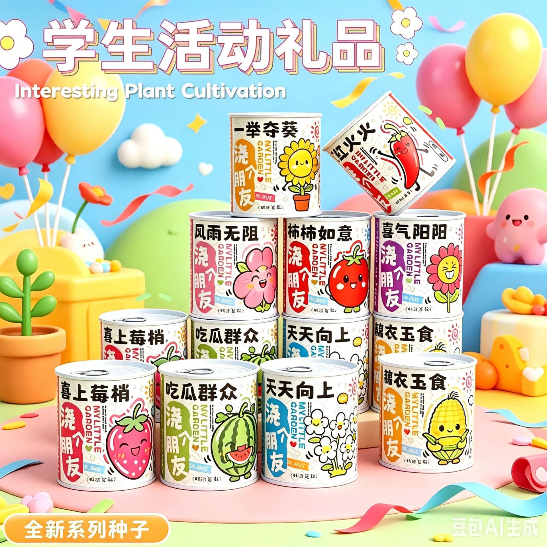 小学生礼物易拉罐植物盲盒种植盆栽幼儿园活动期末礼品奖品伴手礼