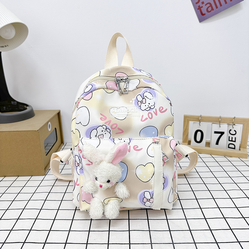 2024 nuevo kindergarten mochila de dibujos animados lindo conejito estudiante mochila de lona para niños Mochila pequeña y ligera