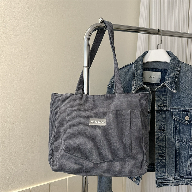 Большая вместительная сумка-тоут для женщин, модная новинка 2025 года, из вельвета, на плечо, в лесном стиле, подмышечная сумка, сумочка