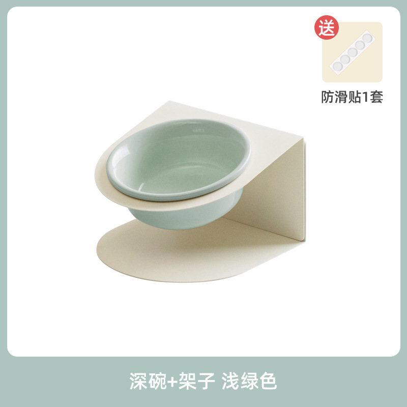 Cerámica alta y baja pie para mascotas para gatos y perros para proteger la columna vertebral cervical anti-volquear granos de alimentación de agua para artículos para mascotas inclinados tazón