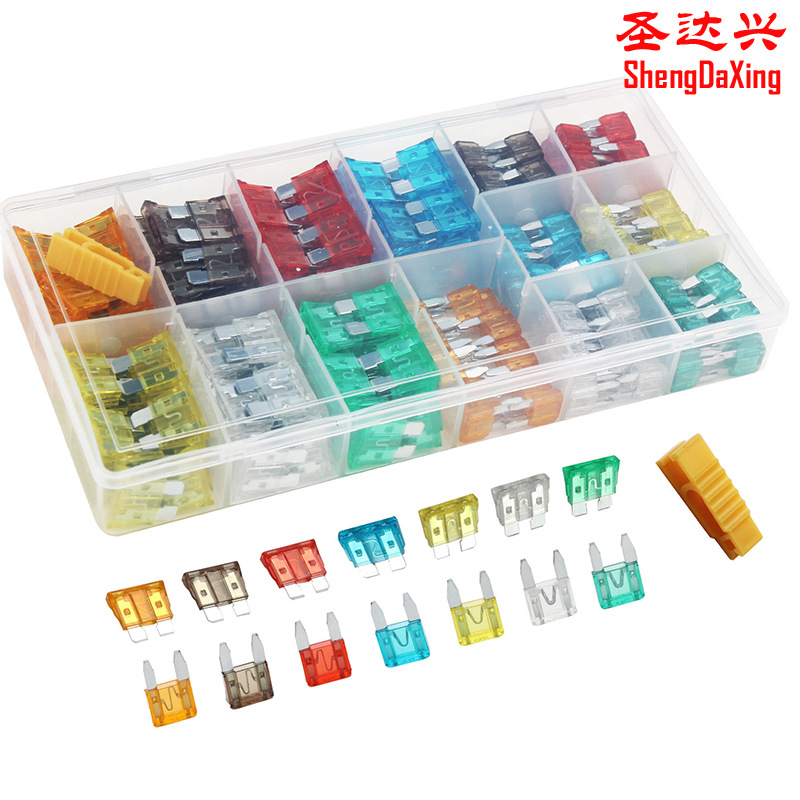 跨境 220pcs盒装中/小号汽车保险丝车用保险片铝插片式保险丝5-30