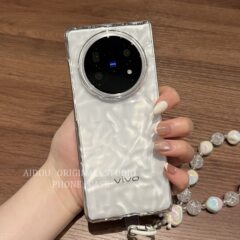 适用vivoXFold5手机壳新款折叠屏透明波浪纹vivoXFold5Pro保护壳华为X6全包防摔创意手链ins风时尚简约手机套